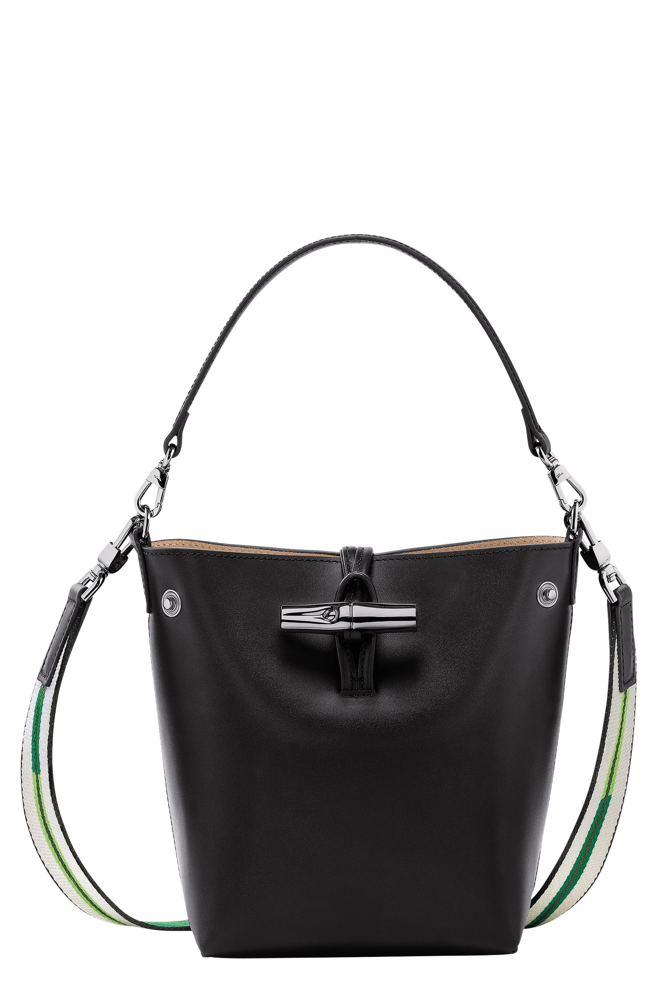 Longchamp Extra Small Roseau Box Leather Bucket Bag, Main, color, 