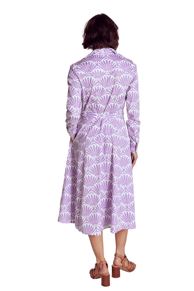 Amy Print Long Sleeve Stretch Cotton Shirtdress, Alternate, color, PRETTY VIOLET, DECO PALM