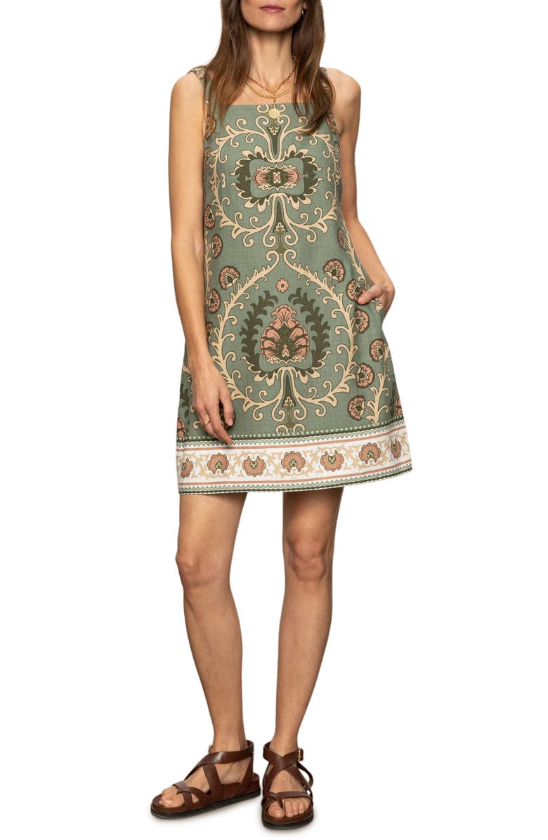 Sanctuary Tapestry Pattern Shift Dress, Main, color, Mezzo Sage