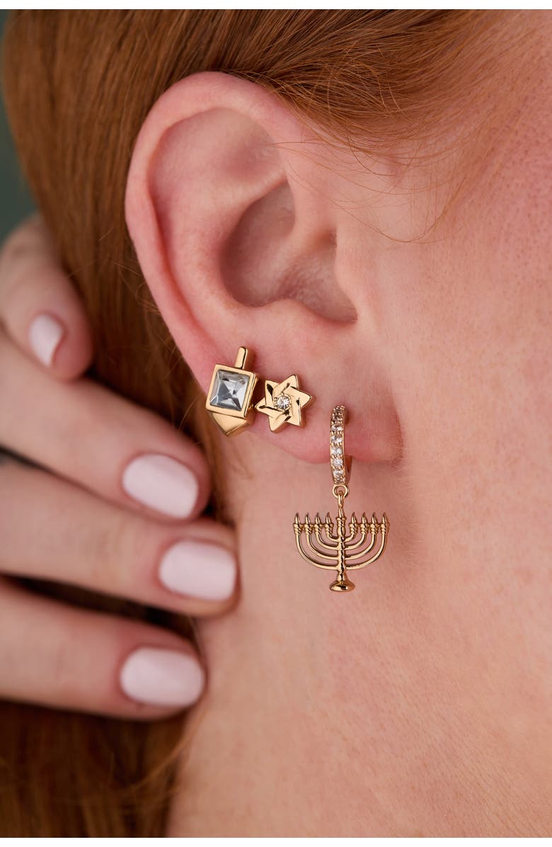 Alex and Ani Hanukkah Earring Stud Set, Alternate, color, Gold