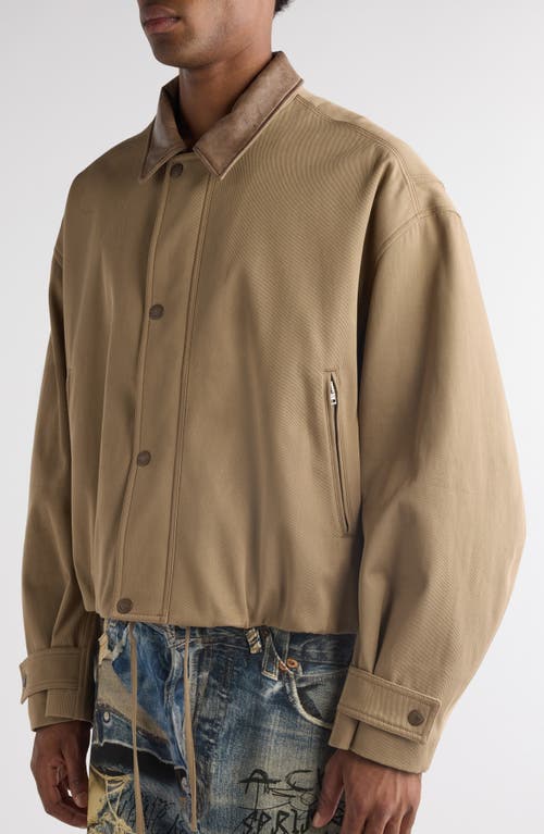 Acne Studios Logo Patch Cotton Bomber Jacket In Khaki Beige