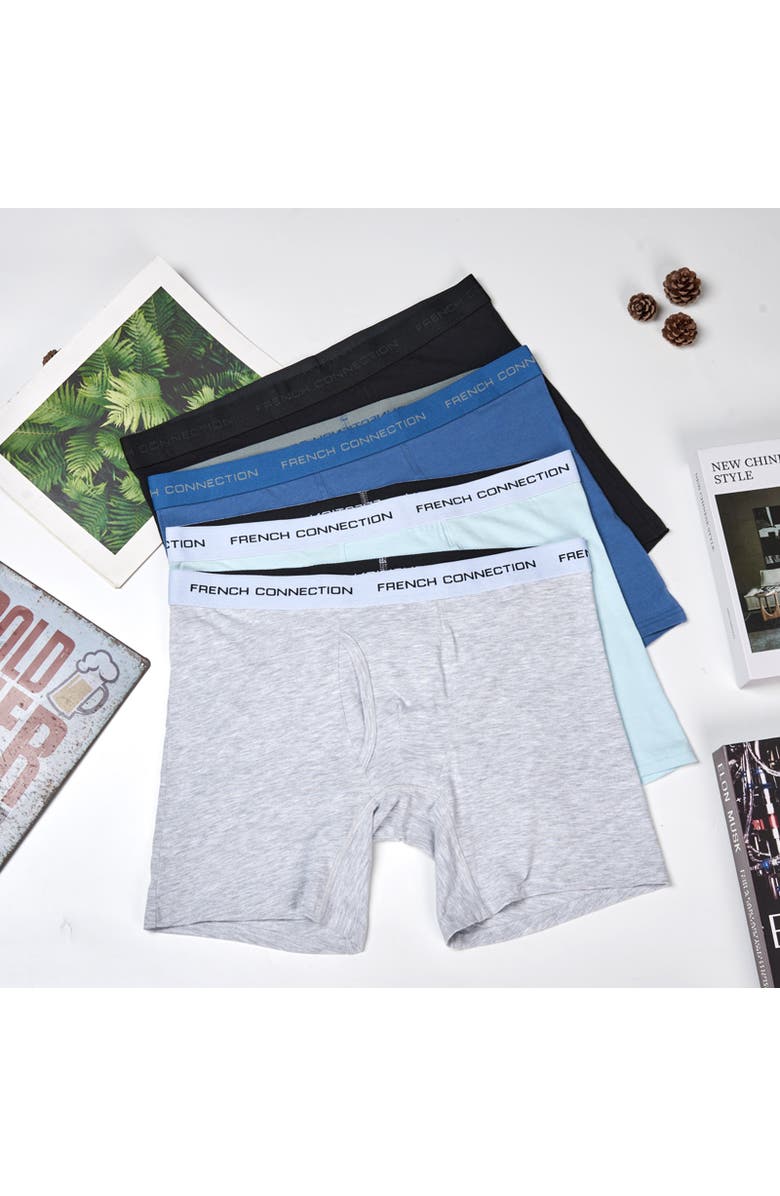 French Connection 4-Pack Cotton Boxer Brief, Main, color, Blue Grey