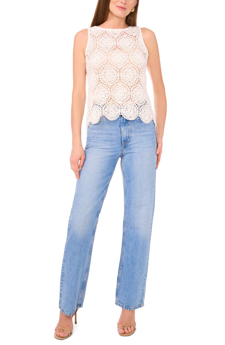 1.STATE Scalloped Crochet Tank, Alternate, color, Antique White