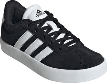 Adidas Boys Girls Shoes Size 4 VL Court factory 2.0 Black Gray 3 Stripes Sneakers Kids