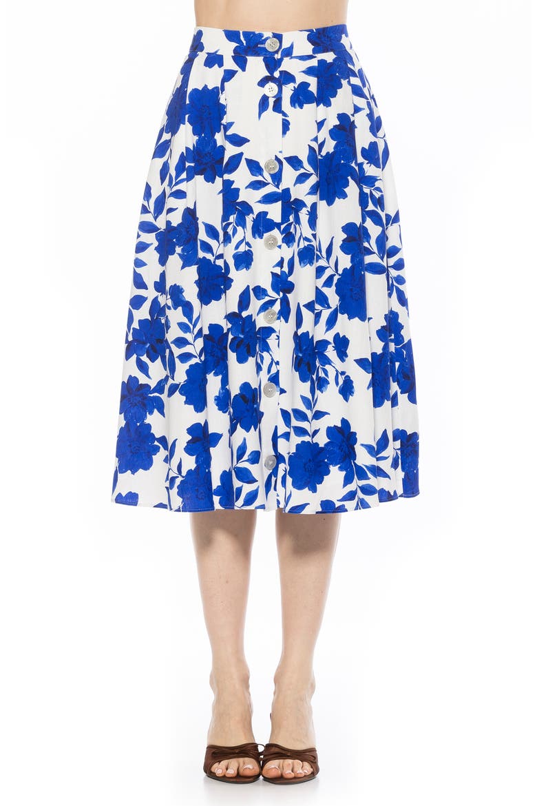 Maya Midi Skirt, Main, color, BLUE FLORAL