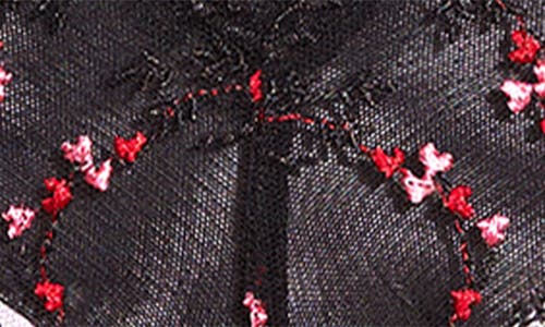 Etam Conquete Rouge Embroidered Tulle Tanga In Black