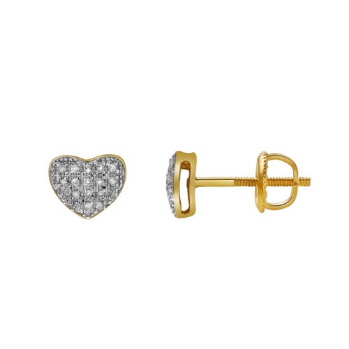 Luvmyjewelry Passion 10k Yellow Gold Cluster Diamond Unisex Earrings In 10k Yellow Gold