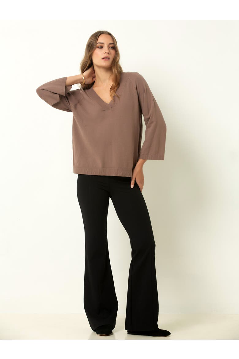 Drop Shoulder V-Neck Sweater, Alternate, color, Deep Taupe
