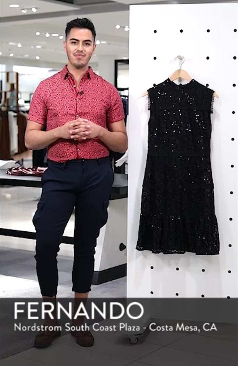 Sequin Lace Ruffle Hem Dress, sales video thumbnail