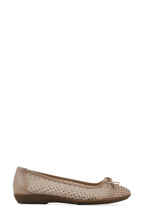 Cliffs By White Mountain Carlicia Rhinestone Mesh Ballet Flat In Taupe Fabric
