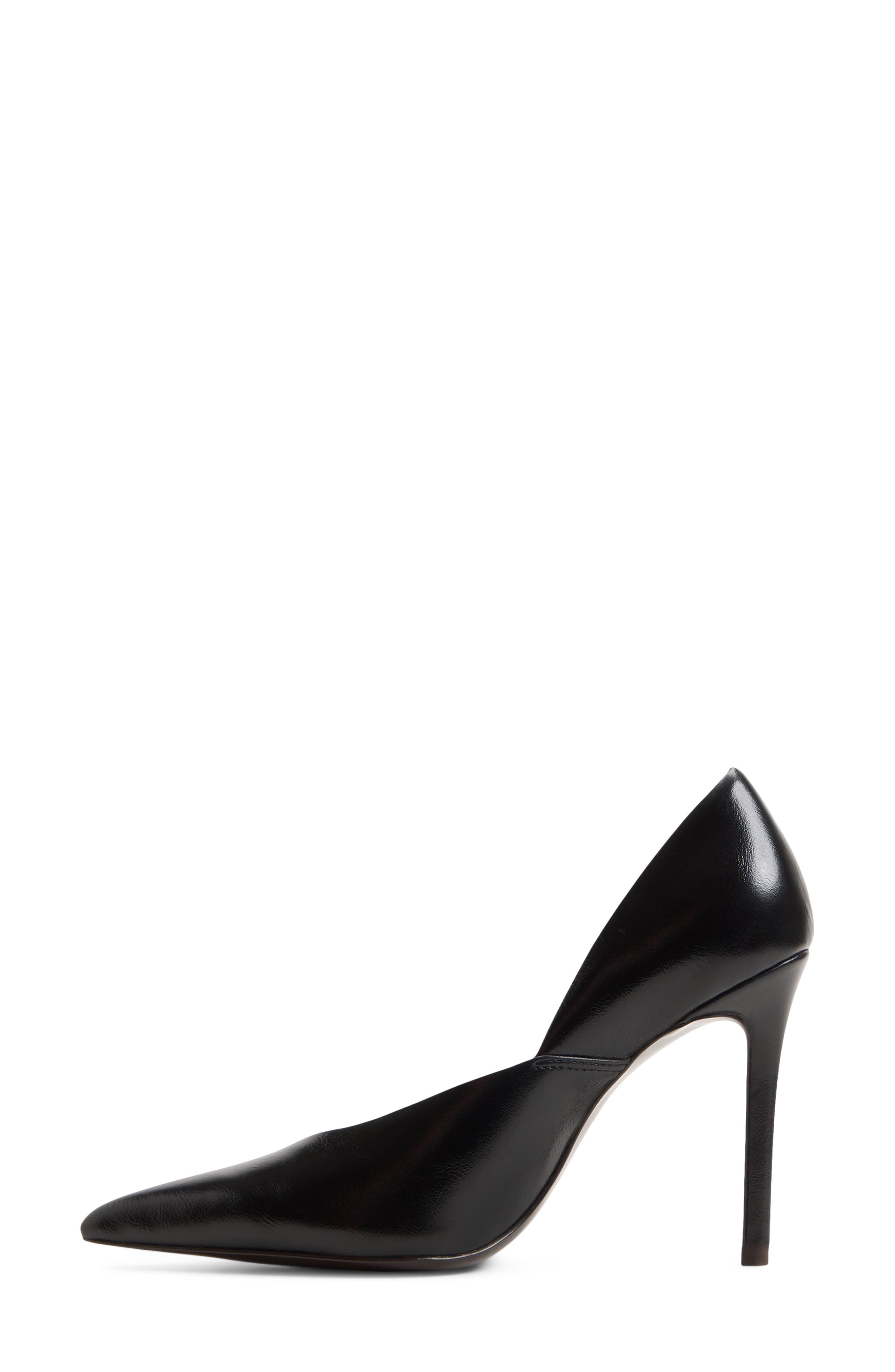 Savaana Pointed Toe Faux Leather Pump, Alternate, color, BLACK