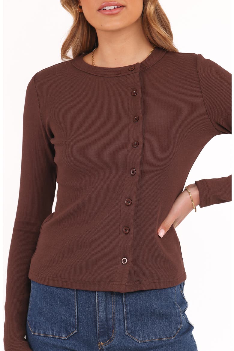 Cass Rib Stretch Cotton Button-Up Shirt, Alternate, color, CHOCOLATE BROWN