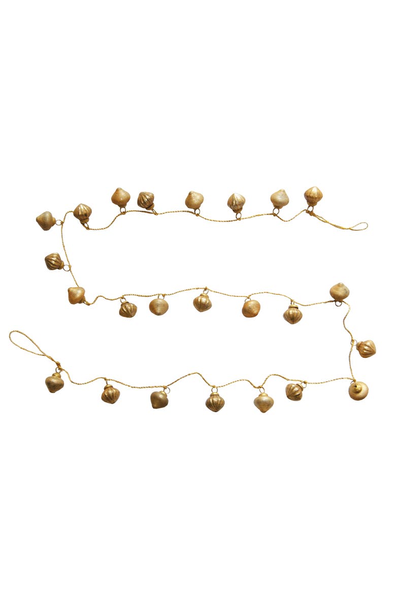 Storied Home Embossed Mercury Glass Ornament Garland, Matte Antique Gold Finish, Main, color, Gold