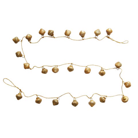 Embossed Mercury Glass Ornament Garland, Matte Antique Gold Finish