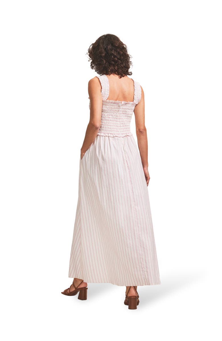 Ro&Zo Stripe Shirred Dress, Alternate, color, Pink