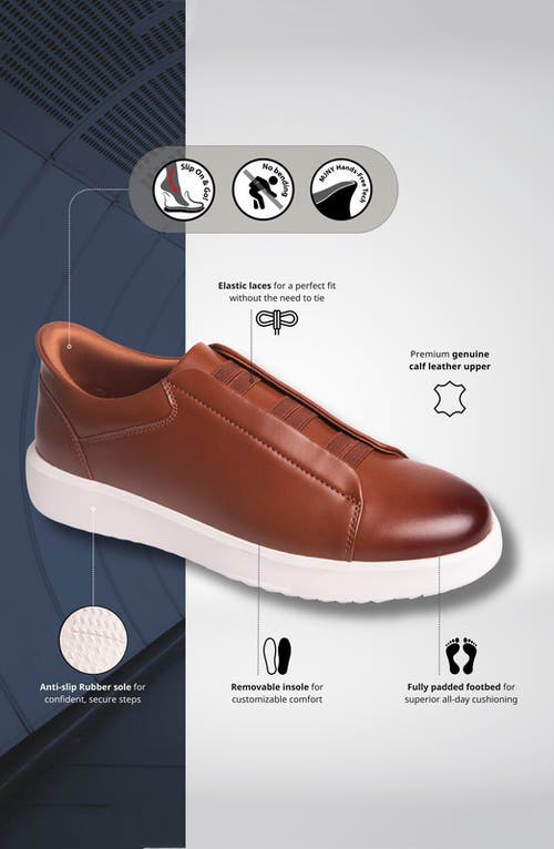 Marc Joseph New York Allen Street Hands Free Technology Lightweight Leather Sneaker In Brown