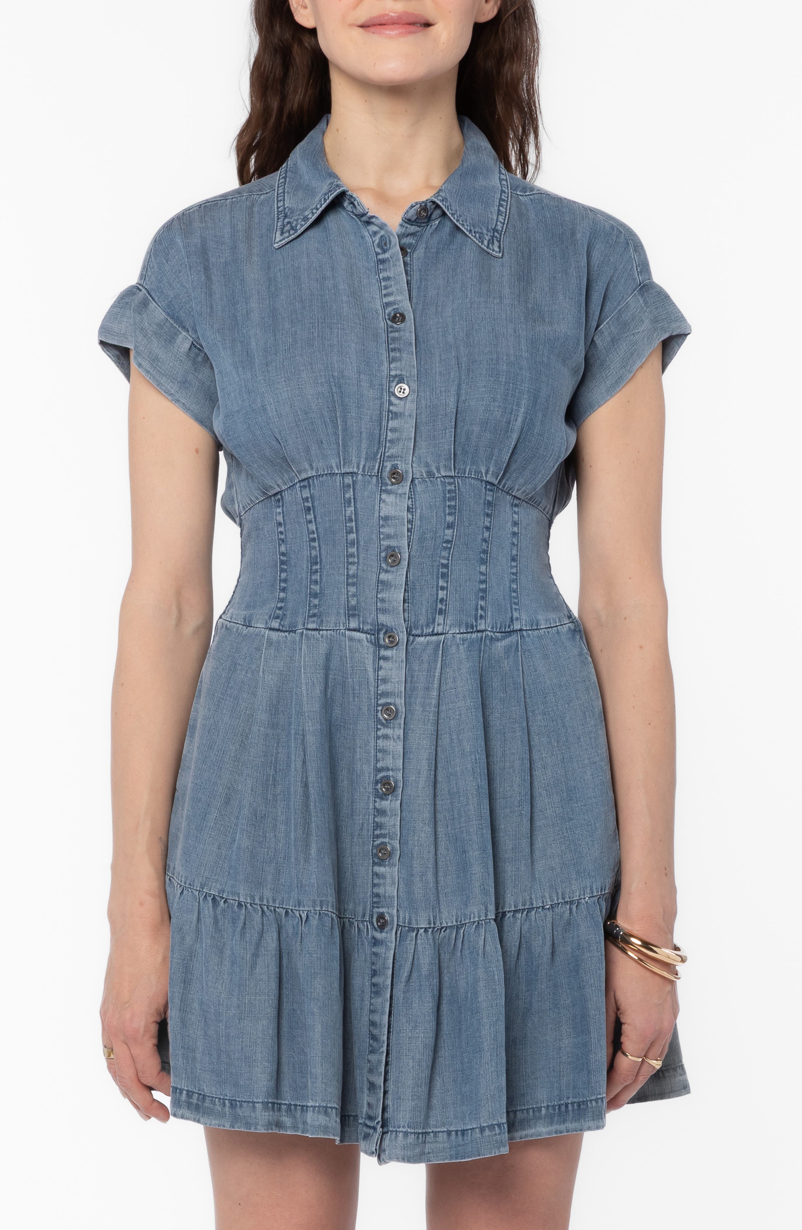 VELVET HEART Bryssa Denim Corset Shirtdress
