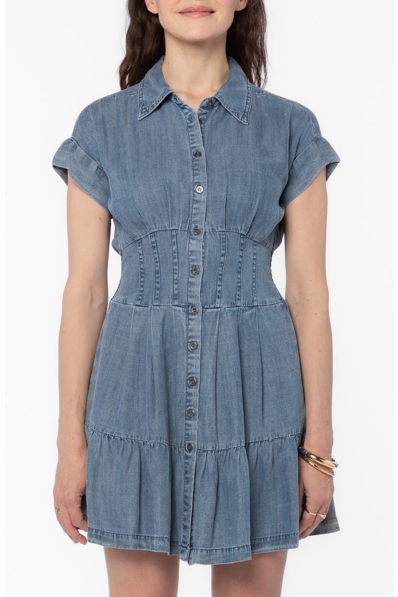 Bryssa Denim Corset Shirtdress, Main, color, MALIBU
