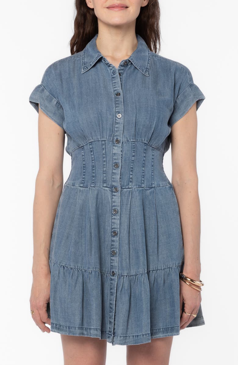 VELVET HEART Bryssa Denim Corset Shirtdress, Main, color, Malibu