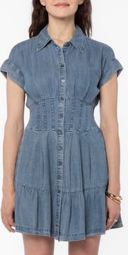 VELVET HEART Bryssa Denim Corset Shirtdress