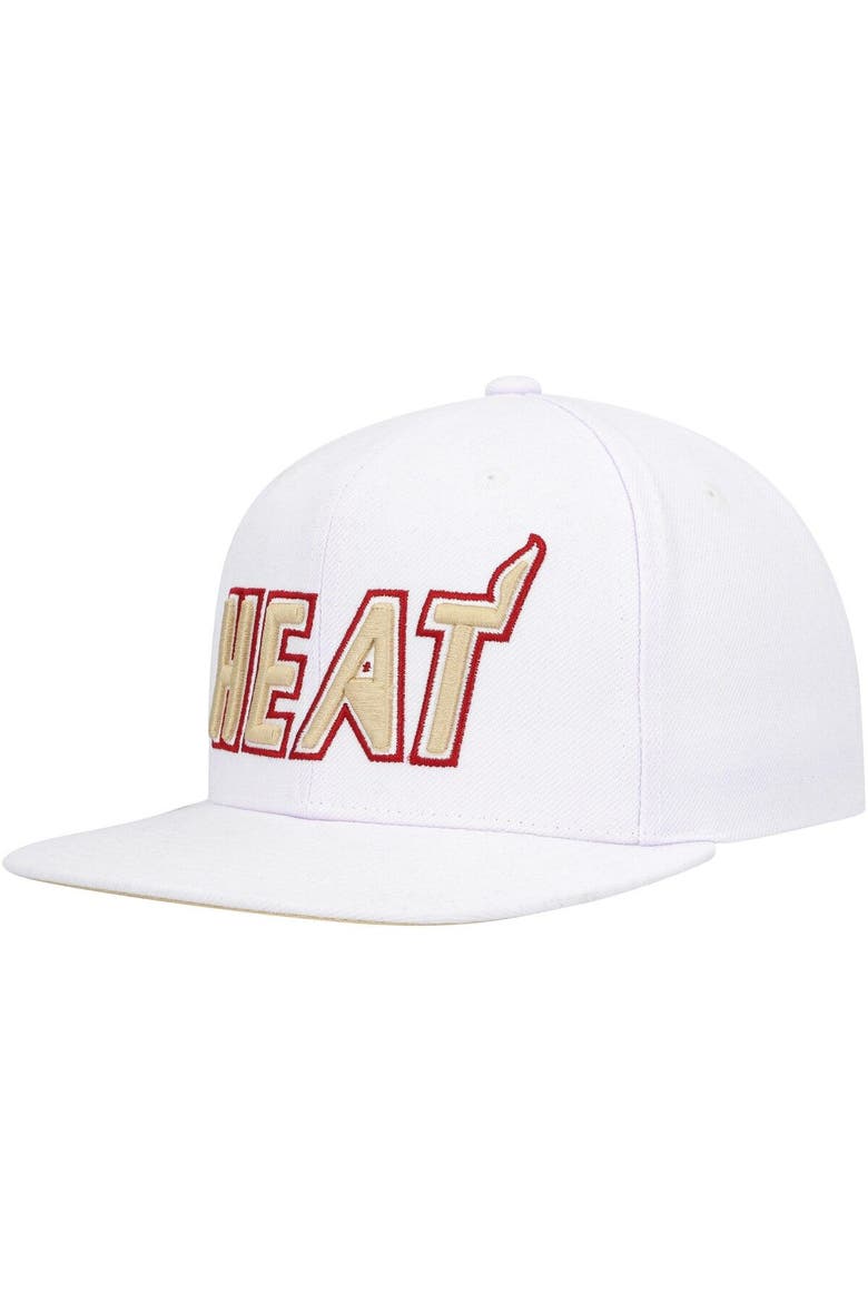 Men's Mitchell & Ness  White Miami Heat Hardwood Classics SOUL Snapback Hat, Alternate, color, White