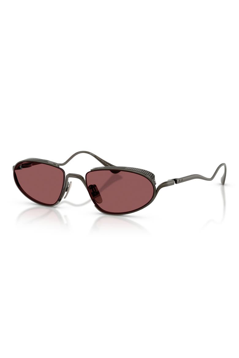 53mm Oval Sunglasses, Alternate, color, GUNMETAL / RED