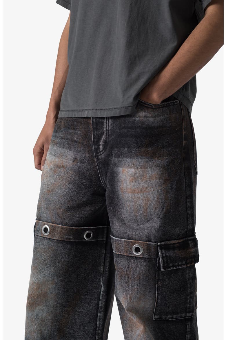 Void Grommet Embellished Baggy Jeans, Alternate, color, WASHED BLACK