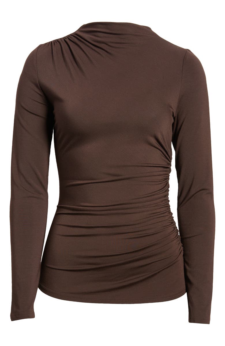 Rails Joelle Ruched Funnel Neck Top, Alternate, color, Espresso