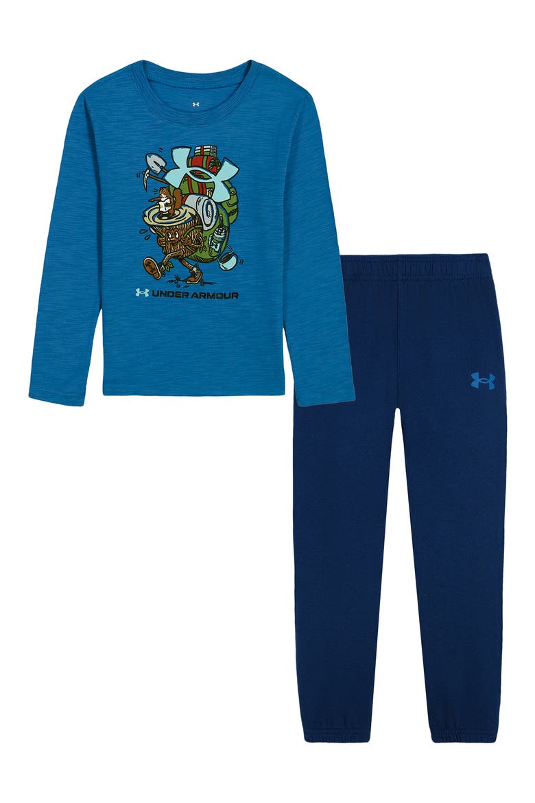 Kids' Long Sleeve Tee & Fleece Joggers Set, Main, color, AEGEAN BLUE