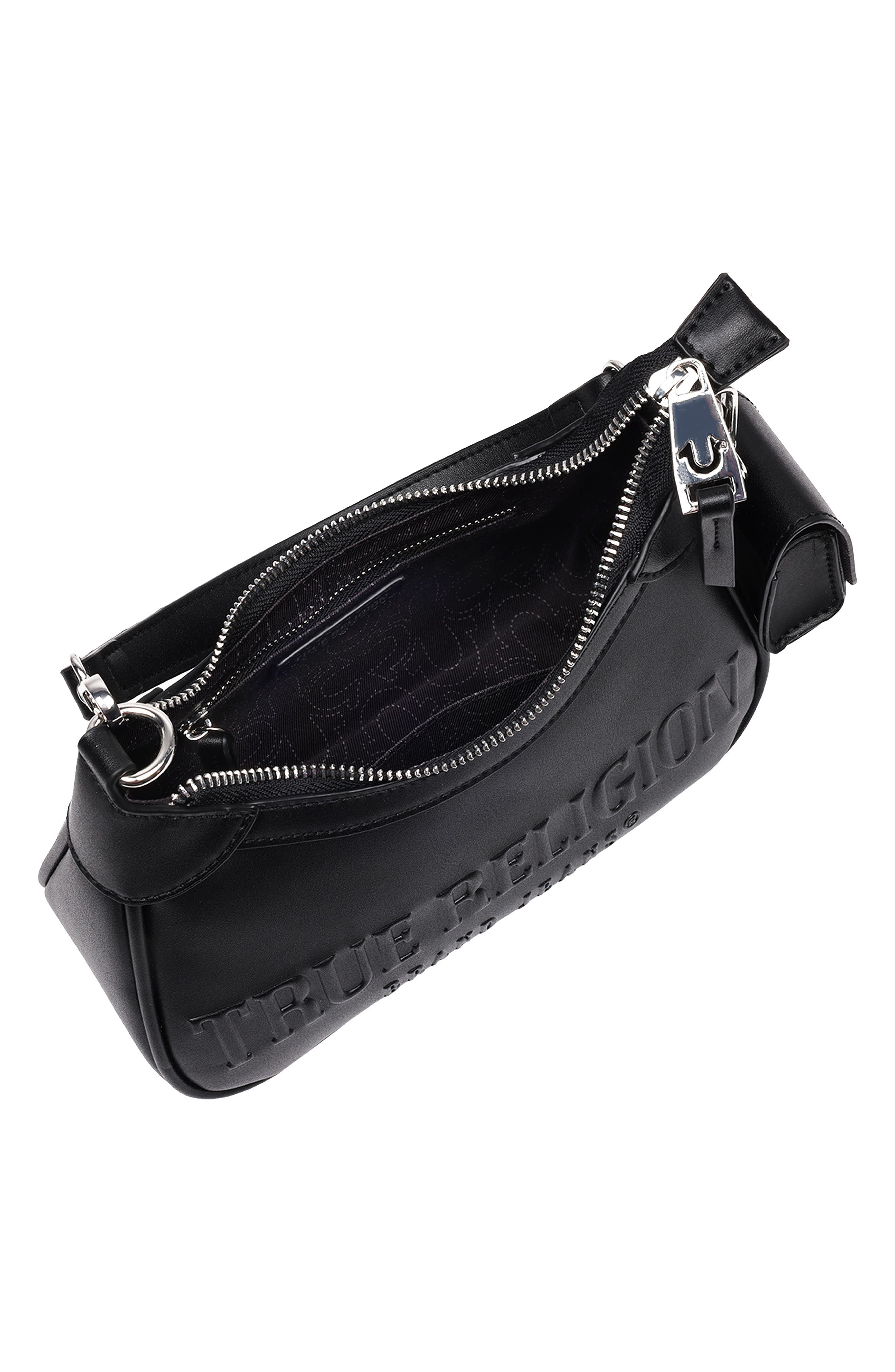 True Religion Punto Logo Zip Shoulder Bag, Alternate, color, 