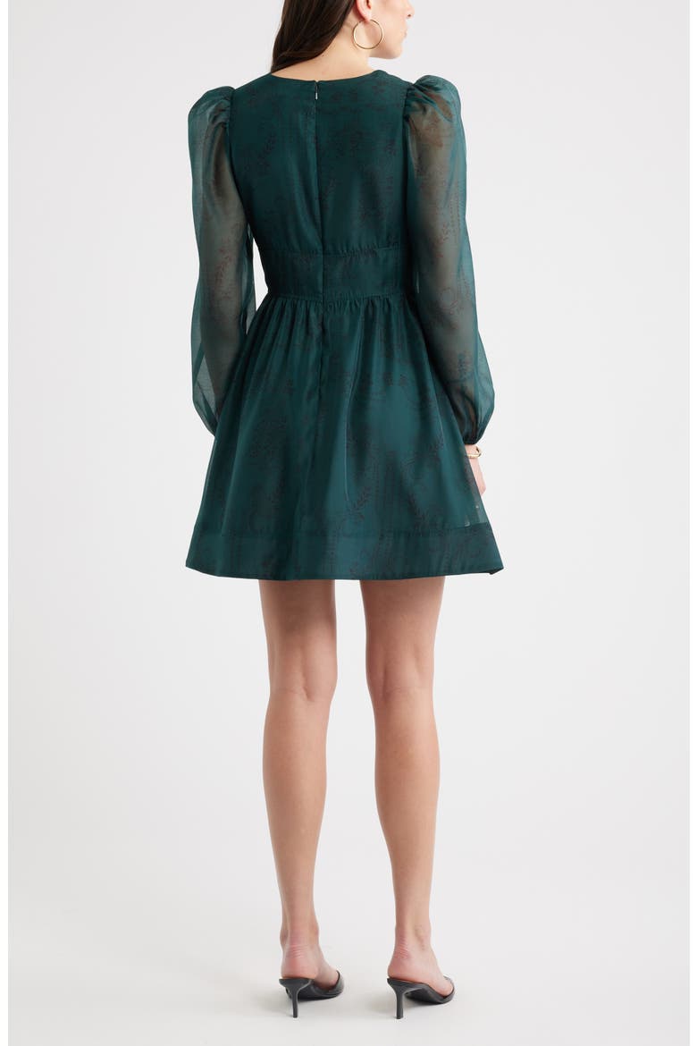 Long Sleeve Minidress, Alternate, color, GREEN- BLACK ALEX BORDER