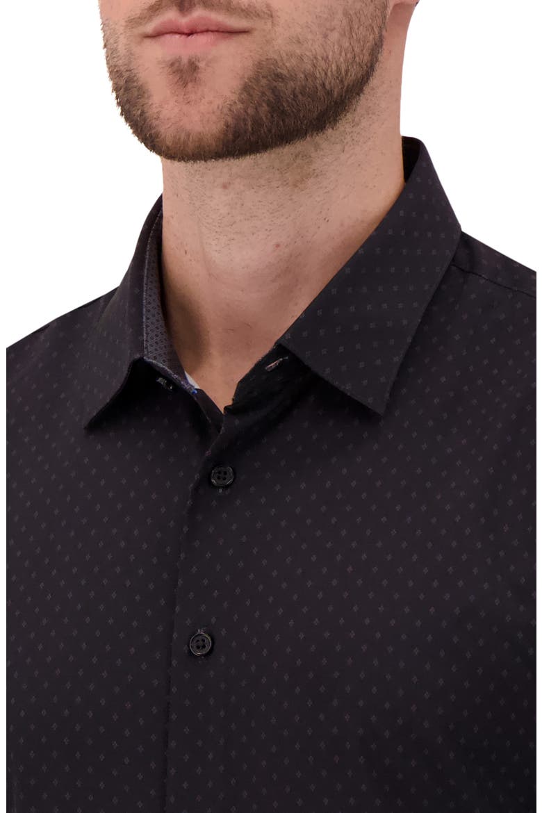 Slim Fit 4-Way Stretch Button Up Shirt, Alternate, color, BLACK