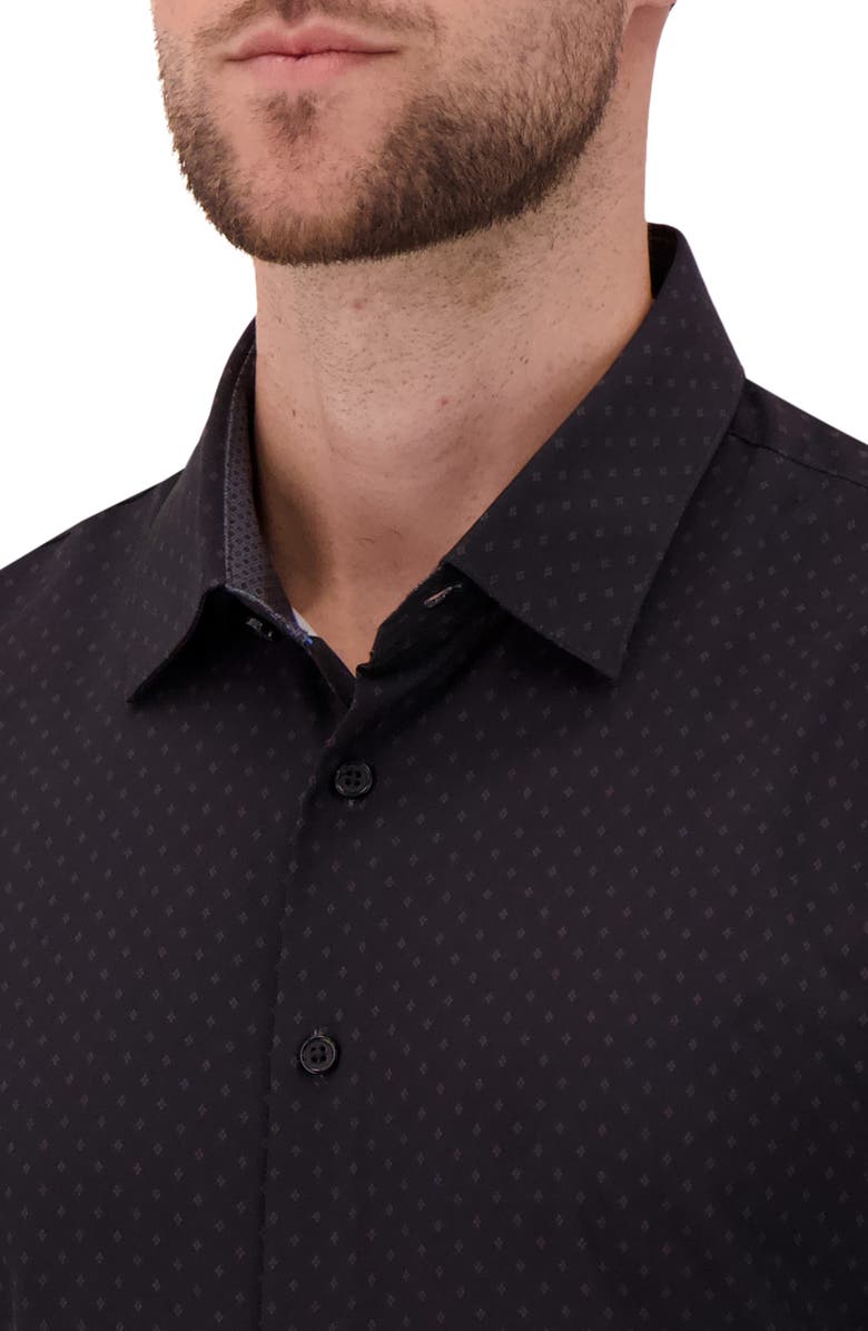 Report Collection Slim Fit 4-Way Stretch Button Up Shirt, Alternate, color, Black