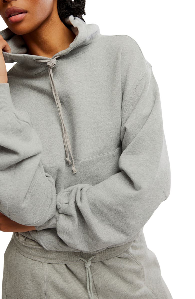 Free People Day Off Crop Cotton Blend Hoodie, Alternate, color, Heather Grey