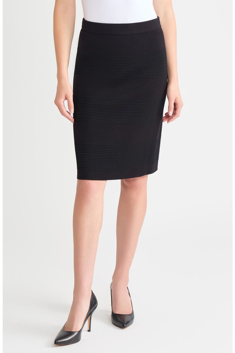 Ottoman Stitch Pencil Skirt, Main, color, BLACK