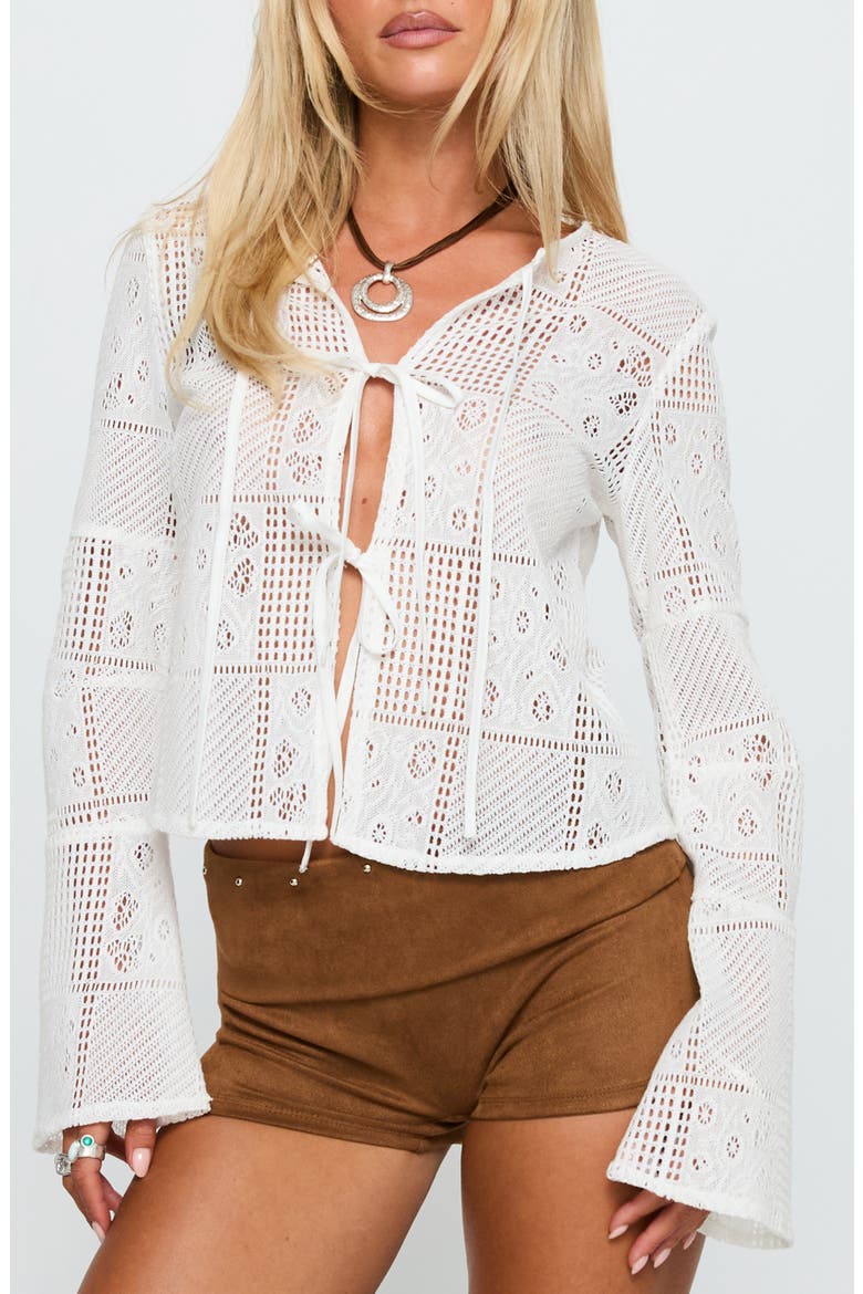 Mine for Life Tie Front Top, Main, color, WHITE