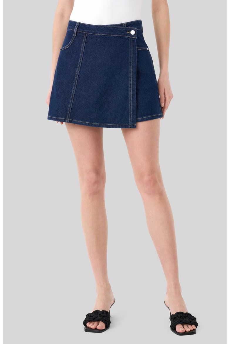 Denim Wrapped Skort, Main, color, RINSE WASH