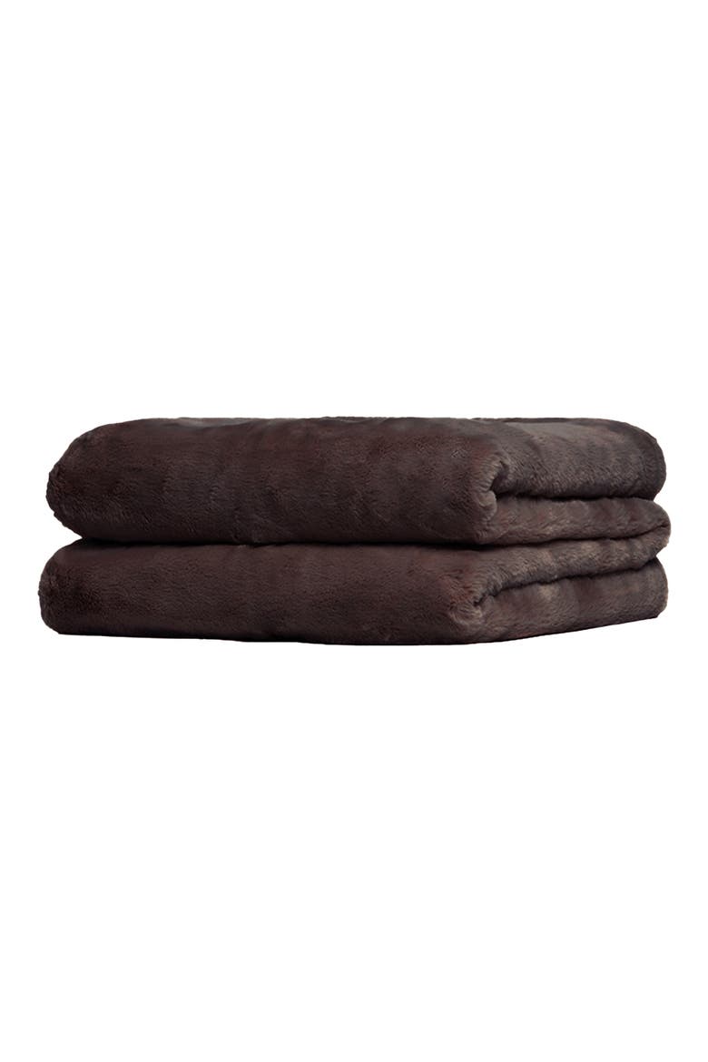 Brady Faux Fur Throw Blanket, Main, color, ESPRESSO