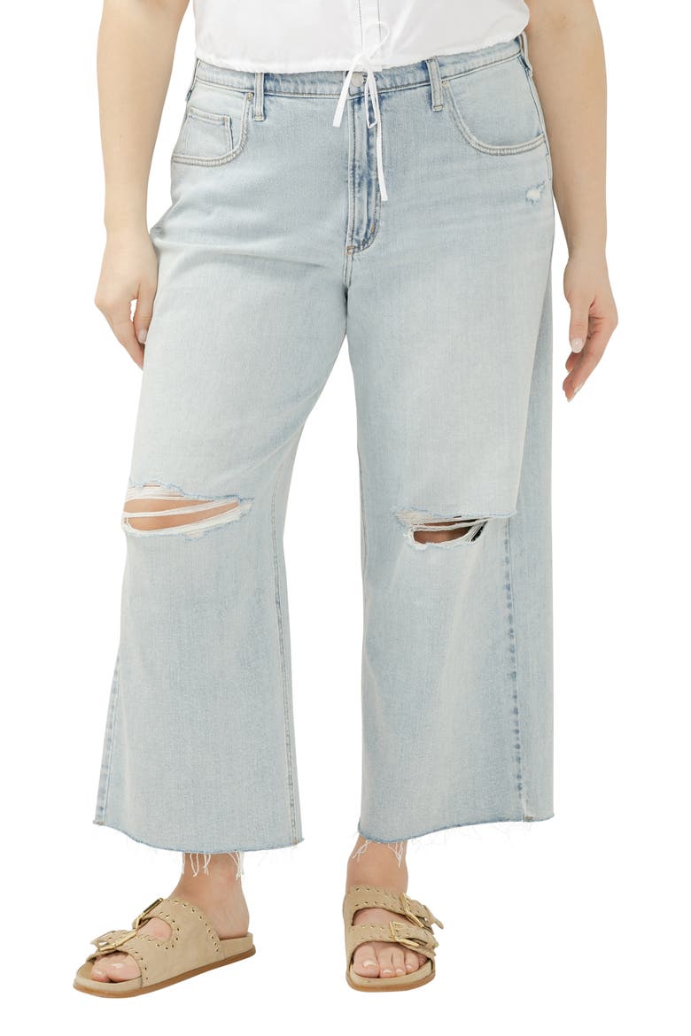 Be Easy Raw Hem Crop Wide Leg Jeans, Main, color, MALAGA