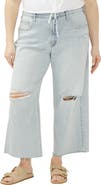 Silver Jeans Co. Be Easy Raw Hem Crop Wide Leg Jeans