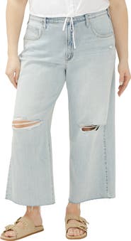 Silver Jeans Co. Be Easy Raw Hem Crop Wide Leg Jeans