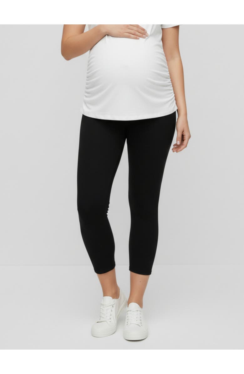 MOTHERHOOD MATERNITY Basic Secret Fit Belly Maternity Crop Leggings, Alternate, color, Black