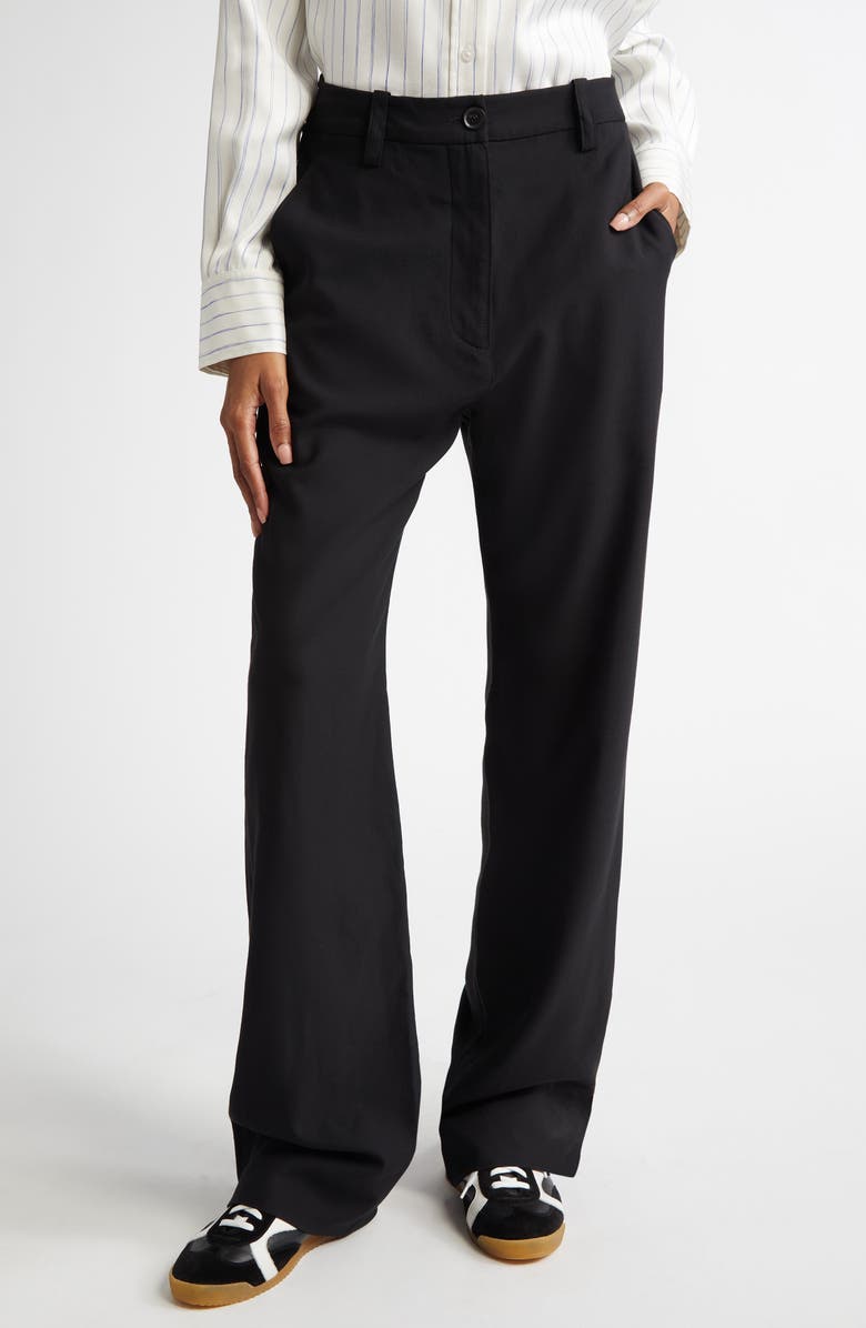 Proenza Schouler Weyes Crepe Straight Leg Pants, Main, color, Black