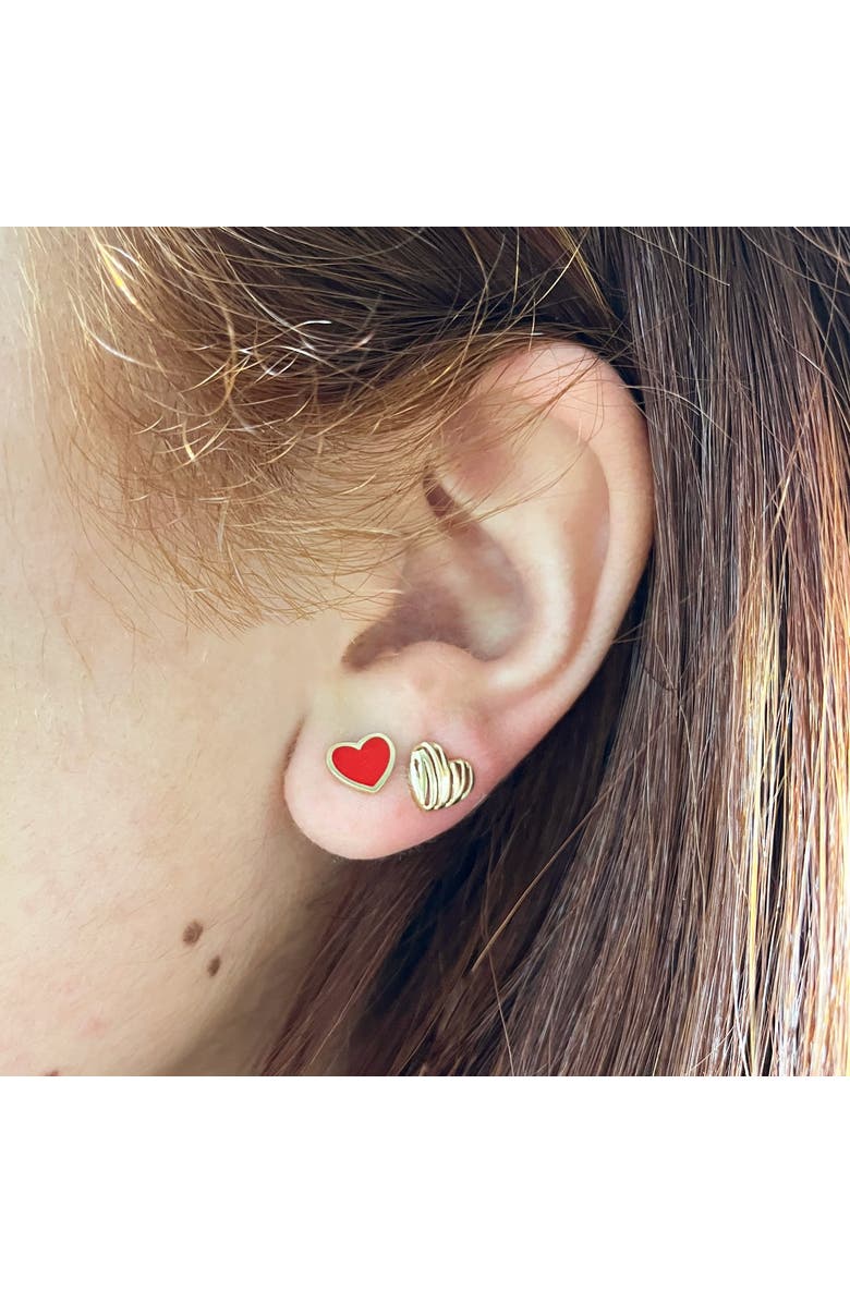 The Lovery Fine Jewelry Red Enamel Heart Stud Earrings, Alternate, color, Red Enamel