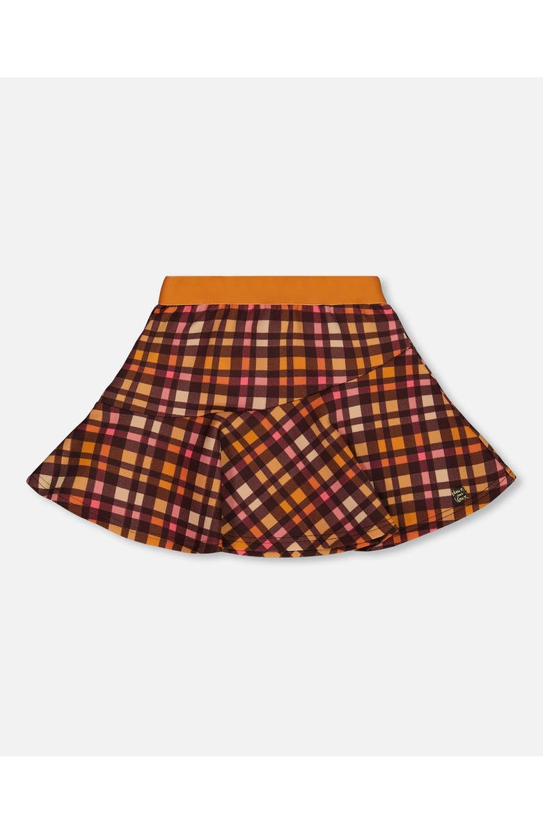 Deux par Deux Girl's Milano Skirt Plaid Magenta And Brown, Main, color,