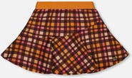Deux par Deux Little Girl's Milano Skirt Plaid Magenta And Brown