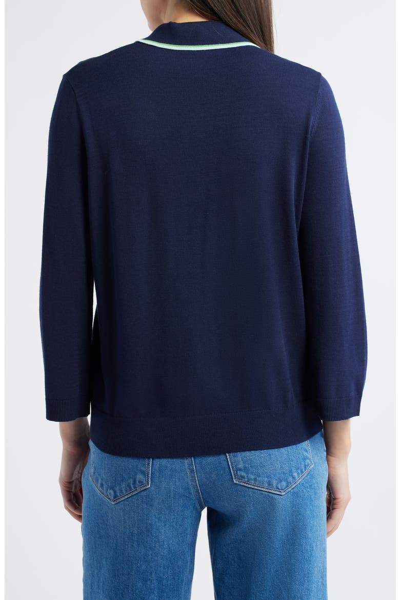 Tipped Bow Sweater, Alternate, color, NAVY/ RETRO GREEN MULTI