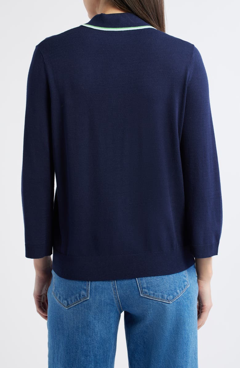 Wit & Wisdom Tipped Bow Sweater, Alternate, color, Navy/ Retro Green Multi