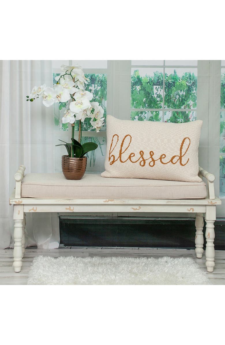 PARKLAND COLLECTION Blessed Transitional Beige Throw Pillow, Alternate, color, Beige