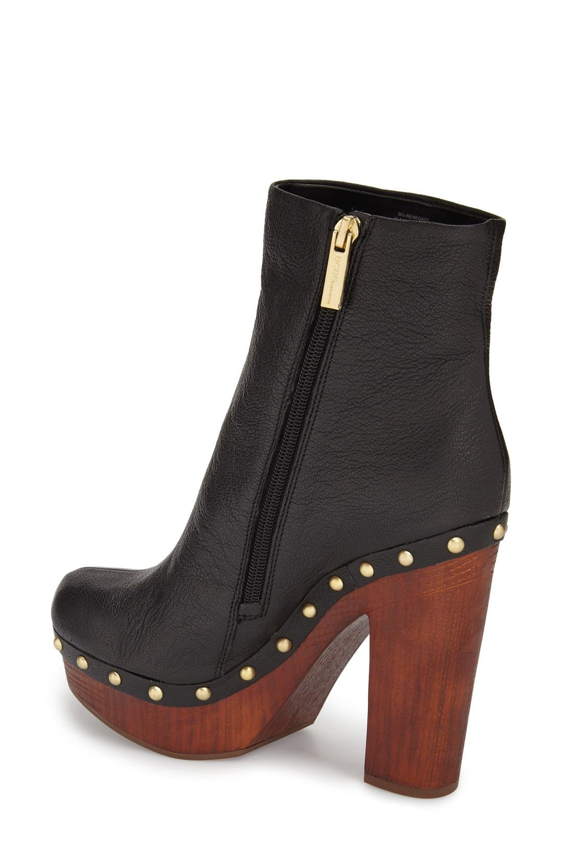 'Renegade' Platform Clog Bootie, Alternate, color, BLACK LEATHER